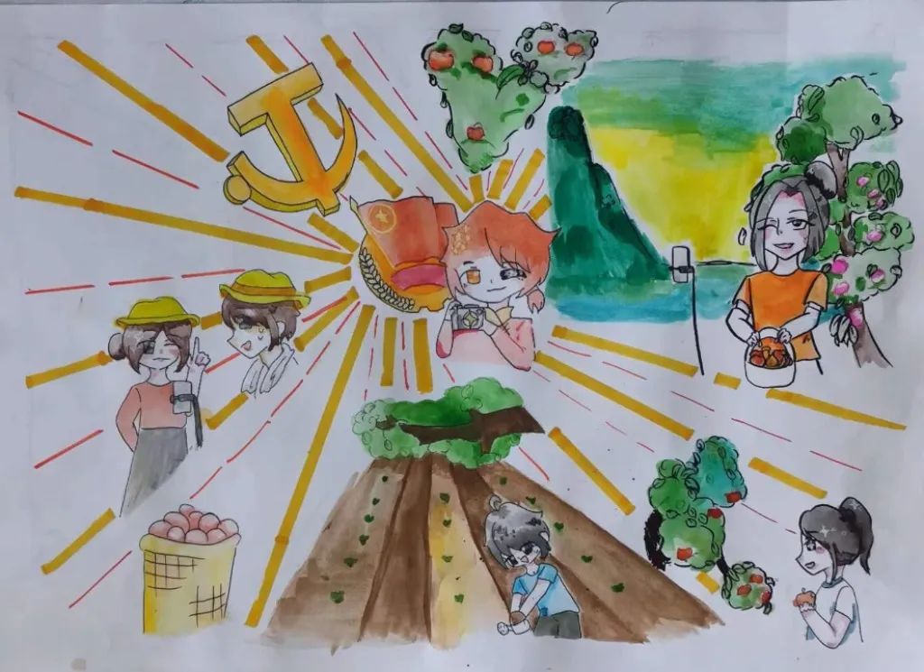 关于喜迎二十大的绘画作品9张-图7