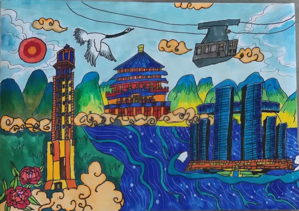 “喜迎二十大 永远跟党走 奋进新程”绘画作品-图1