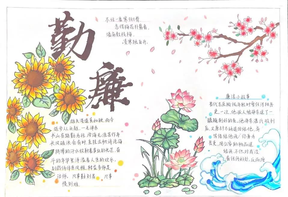 勤廉文化进校园主题的手抄报简单漂亮-图2
