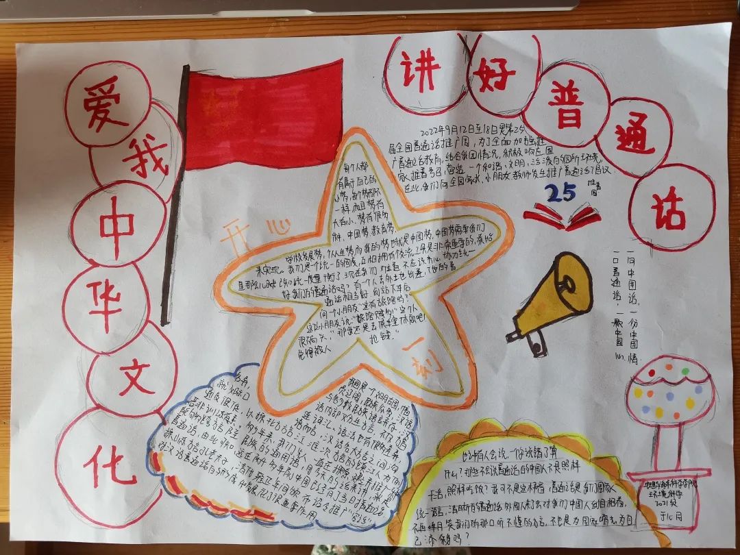 弘扬中国优秀传统文化手抄报经典作品—“推广普通话 喜迎二十大”-图1