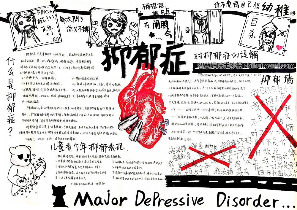 “关注情绪，远离抑郁”心理健康主题手抄报-图1