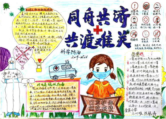 高一年级同心战疫手抄报图简单漂亮-图4
