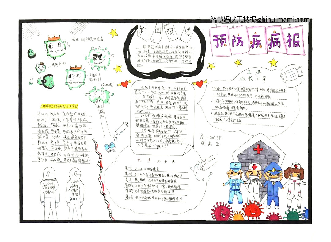 “同心守护 防控疫情”主题手抄报绘画（8张）-图6