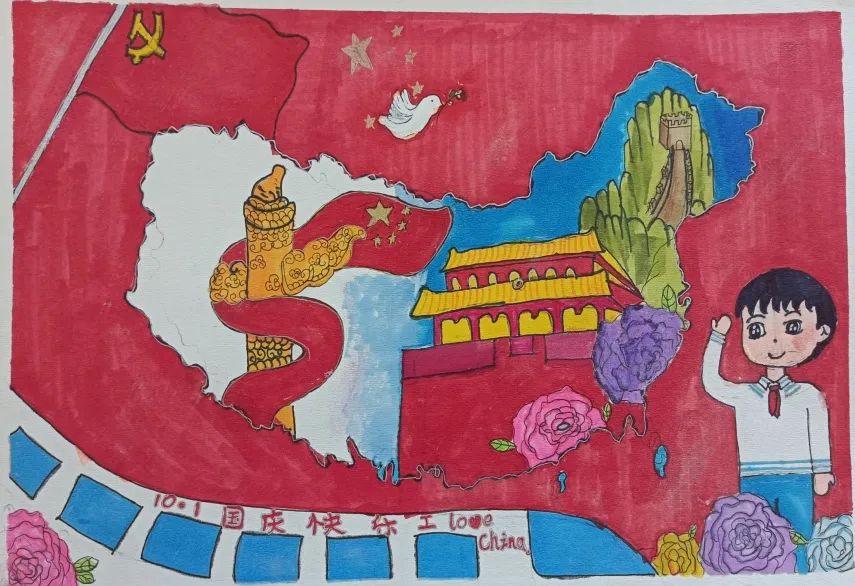 礼赞祖国 小学生“迎国庆”国庆73周年创意绘画作品-图2