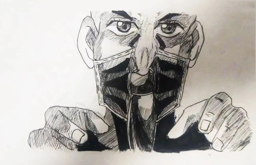 “同心战疫 共克时艰”抗议主题儿童画作品-图2