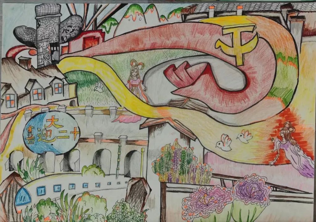 “喜迎二十大 永远跟党走 奋进新程”获奖绘画作品-图7