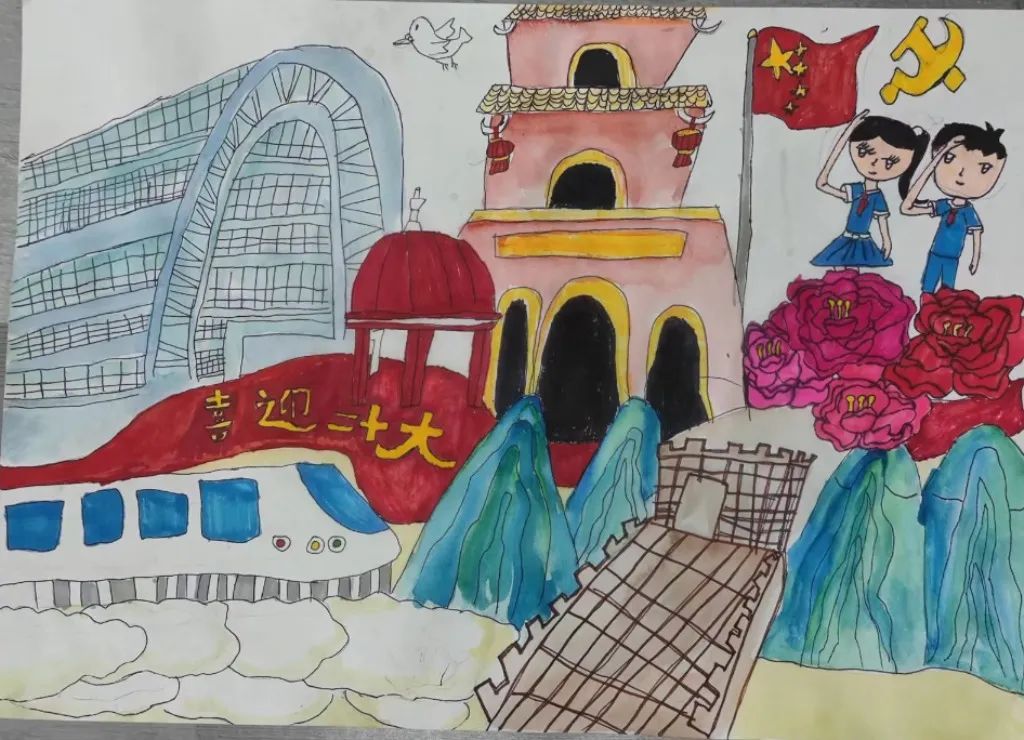 “喜迎二十大 永远跟党走 奋进新程”优秀绘画作品-图5