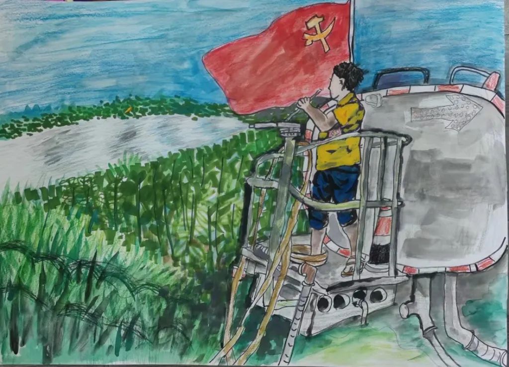 7张漂亮的“喜迎二十大 永远跟党走”绘画作品-图2