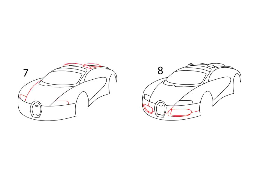 一步一步学画布加迪跑车-图4
