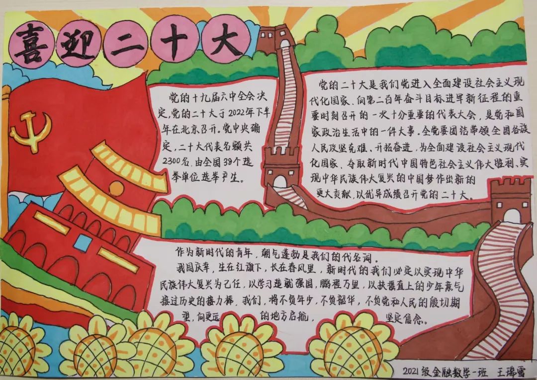 “喜迎二十大 同庆盛世万家 筑梦锦绣中华”国庆系列手抄报图片-图3