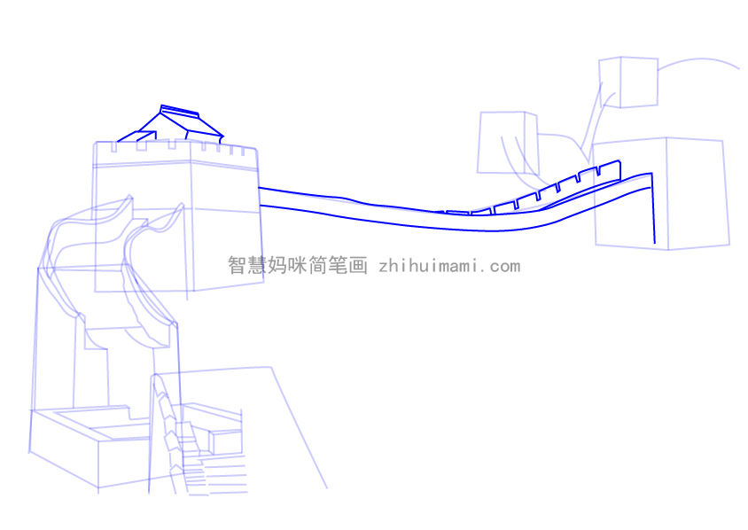 如何画长城 长城简笔画详细画法步骤-图7