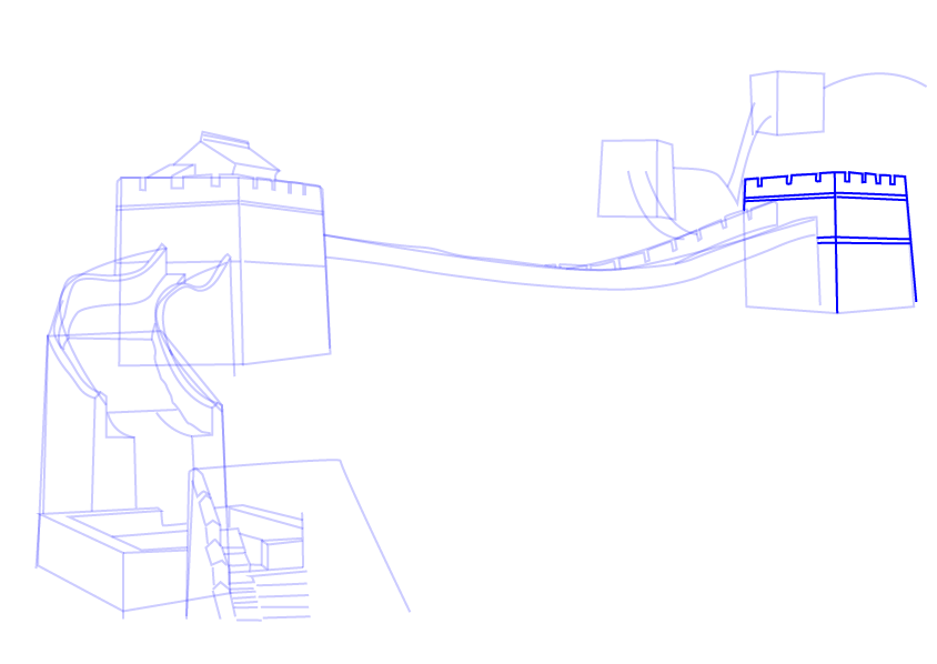 如何画长城 长城简笔画详细画法步骤-图8