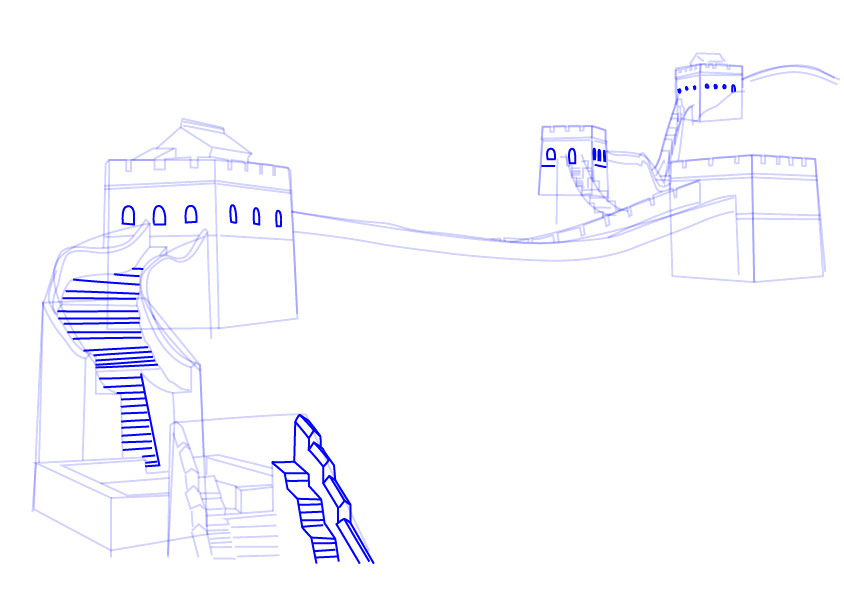 如何画长城 长城简笔画详细画法步骤-图11