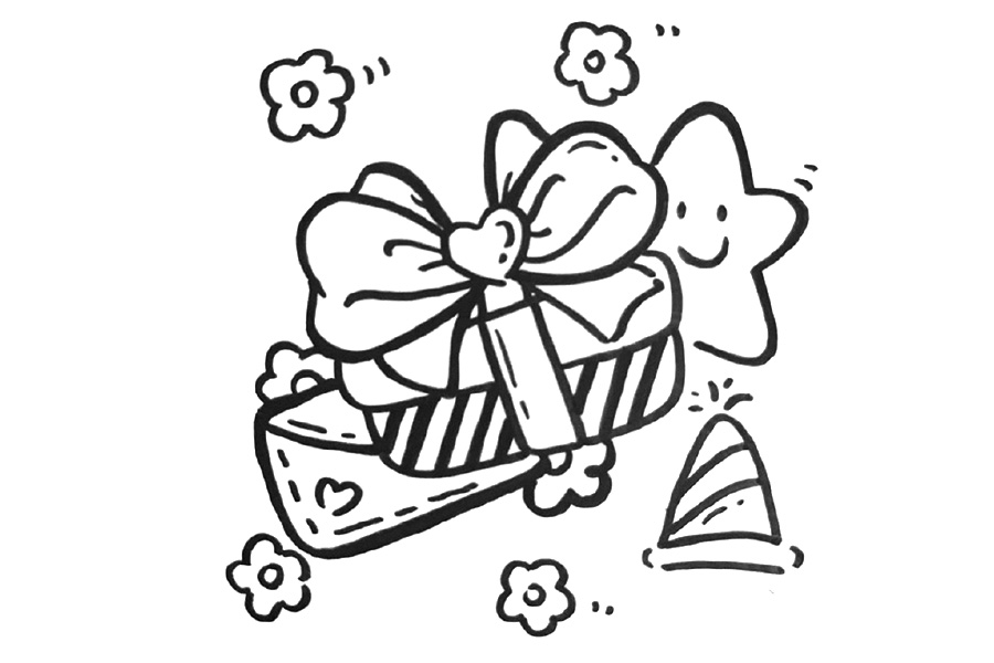 生日、鲜花、蛋糕 四张漂亮的节日简笔画图片-图4