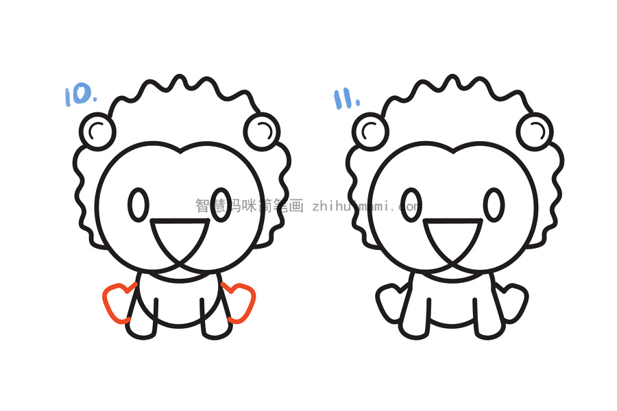 可爱的小狮子简笔画画法步骤-图4