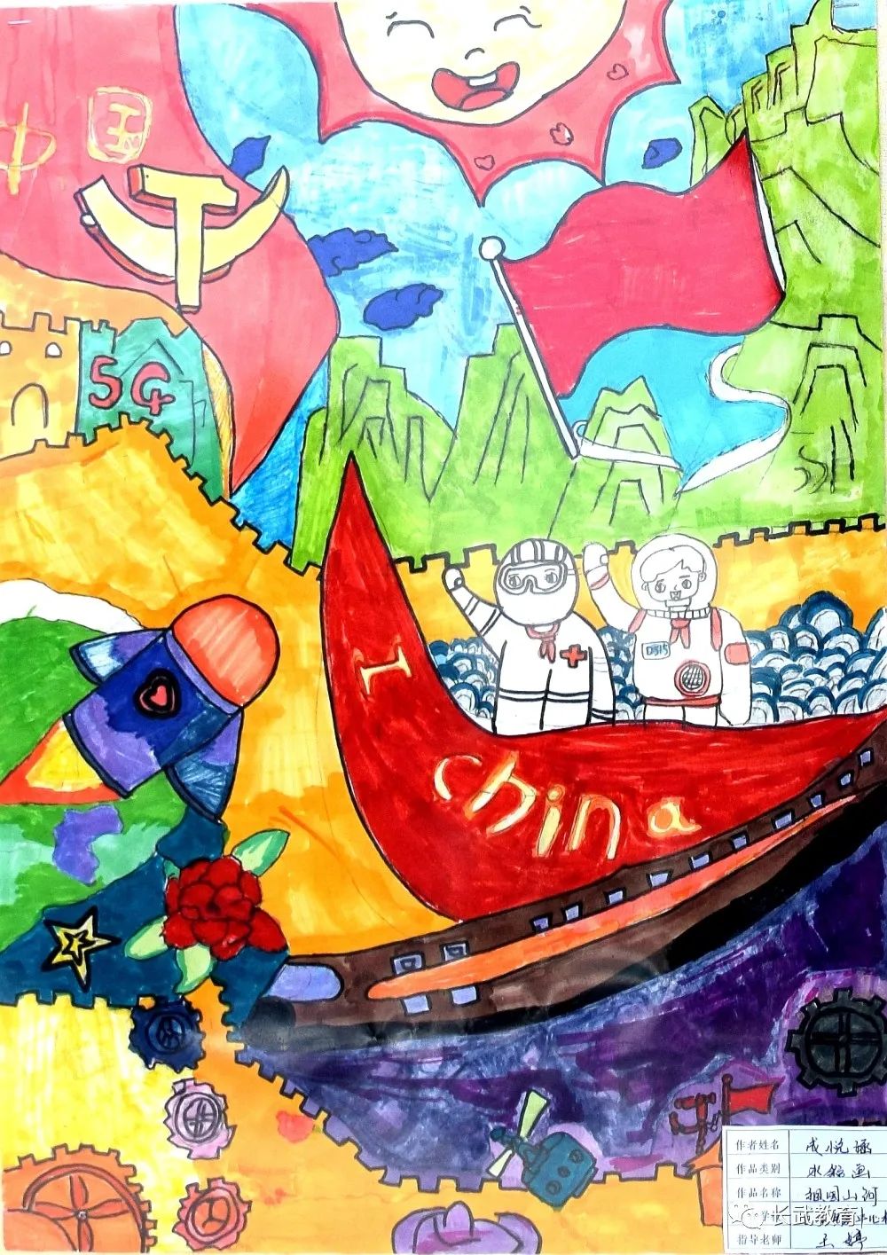 “喜迎党的二十大  培根铸魂育新人”简单漂亮的喜迎二十大主题绘画作品-图8