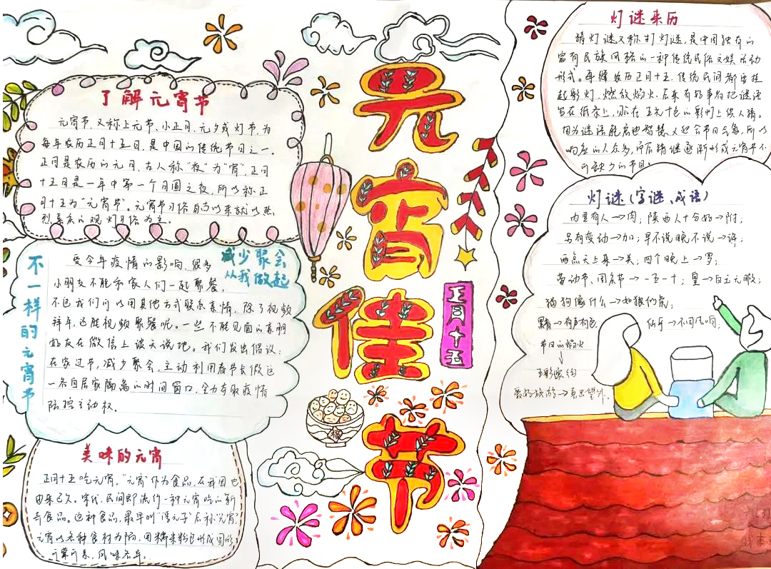 关于元宵节的主题手抄报这样画好看又简单-图1