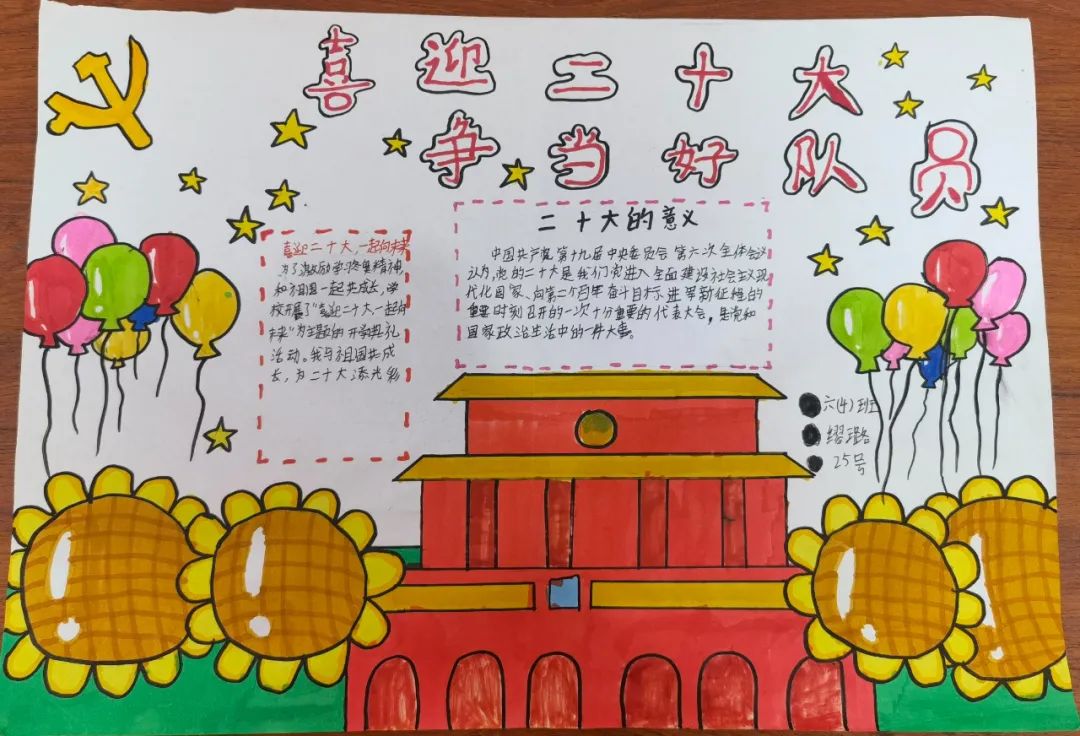 小学四年级“喜迎二十大 争做好队员 共绘中国梦”手抄报作品-图3
