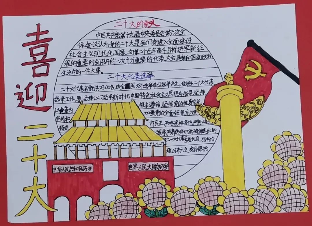 小学四年级“喜迎二十大 争做好队员 共绘中国梦”手抄报作品-图2