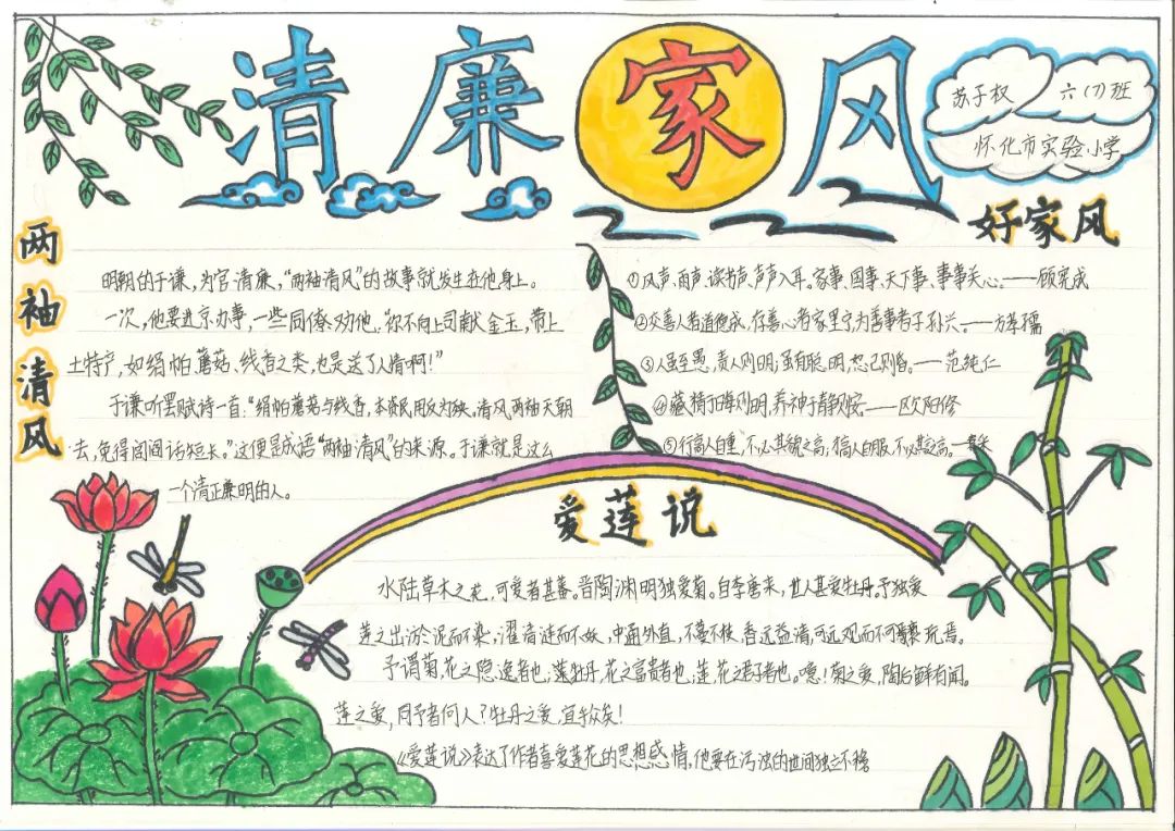 “廉洁从政从业 廉洁修身齐家 喜迎二十大”手抄报获奖作品-图4