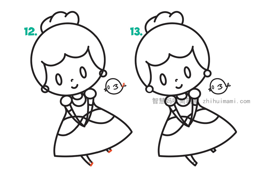 可爱版灰姑娘的简单画法-图7