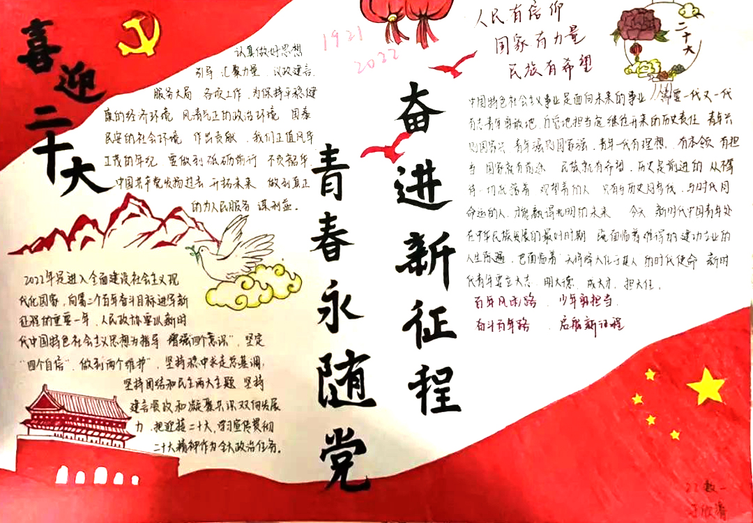 喜迎二十大 青春永随党 二十大主题手抄报优秀作品-图4