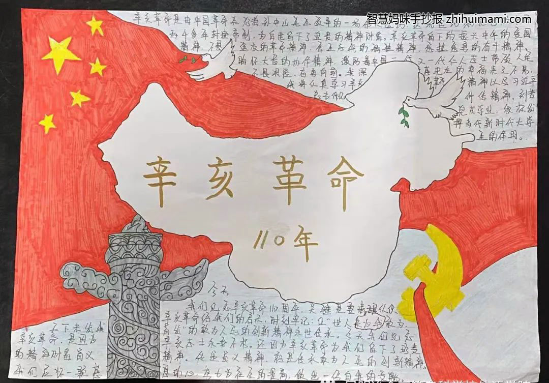 纪念辛亥革命111周年手抄报绘画-图3