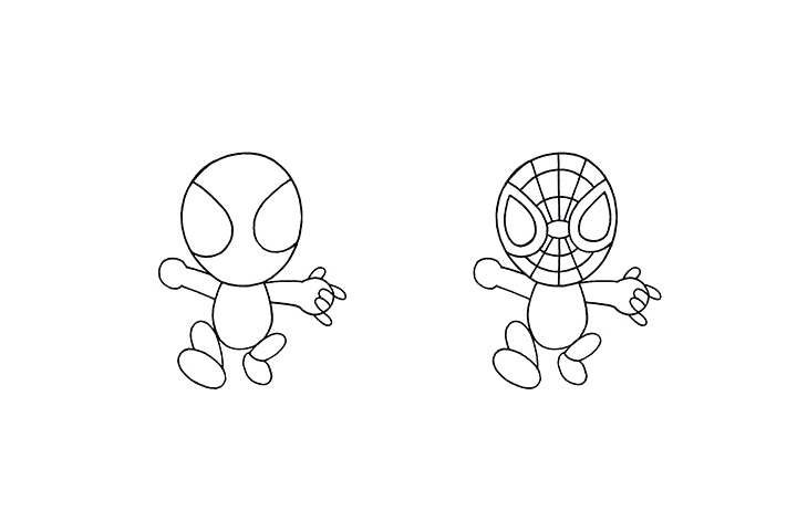 可爱的蜘蛛侠简笔画画法步骤-图3