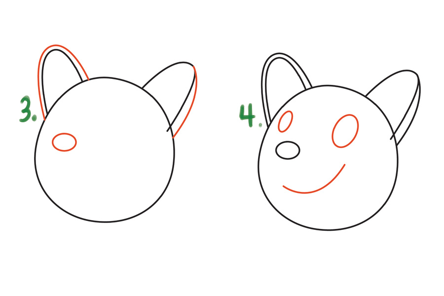 可爱的柯基宝宝简笔画画法步骤-图2