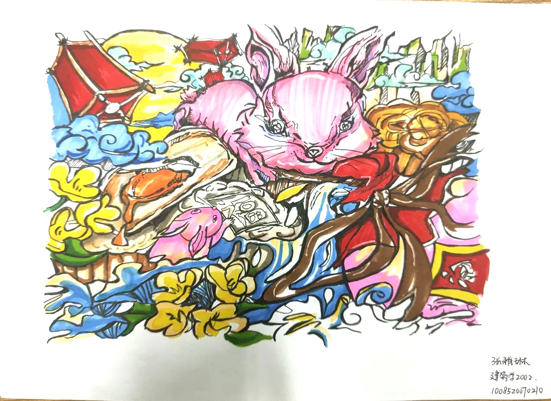 漂亮的“欢度中秋，情浓意浓”绘画作品-图3