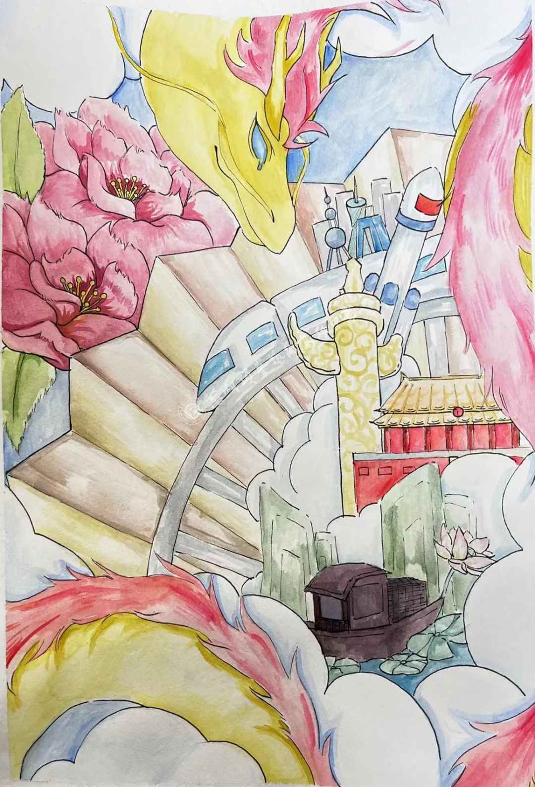 永远跟党走 喜迎二十大绘画作品（高中组）-图7