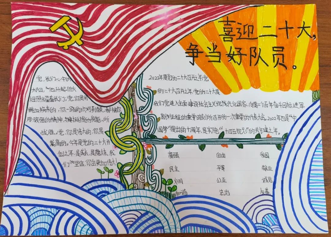 “红领巾喜迎二十大 好队员争做小主人”手抄报图片5张-图4