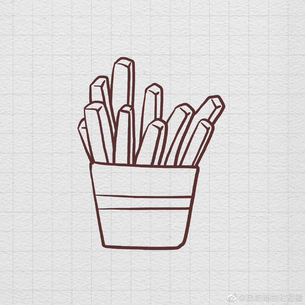 美味薯条简笔画画法步骤-图4