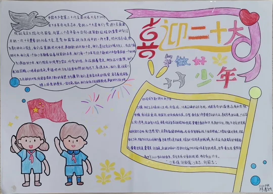“红领巾喜迎二十大,好少年共筑强国梦”手抄报精致又漂亮-图3