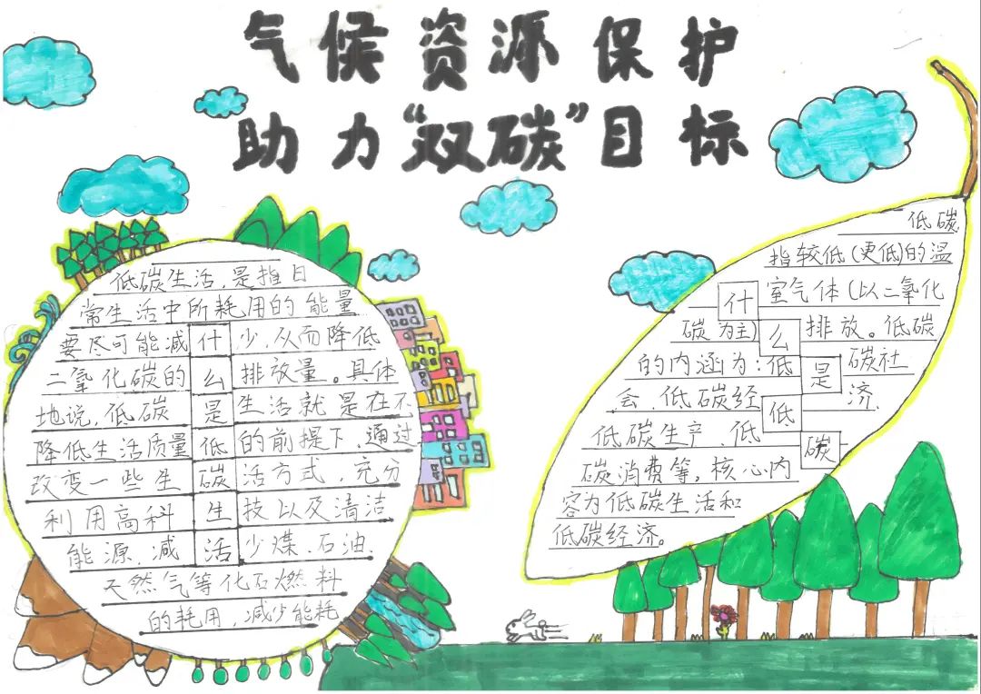 “气候资源保护 助力双碳目标”手抄报简单好看-图1