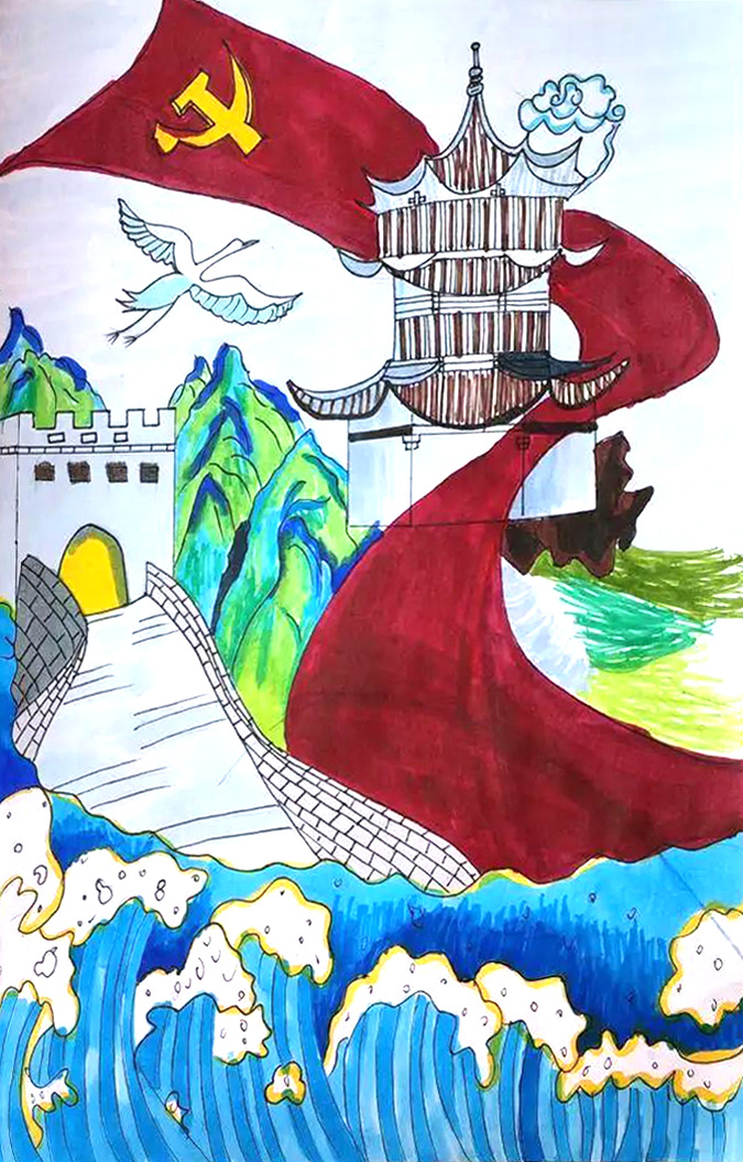 “祖国如此美丽”国庆主题绘画作品-图1