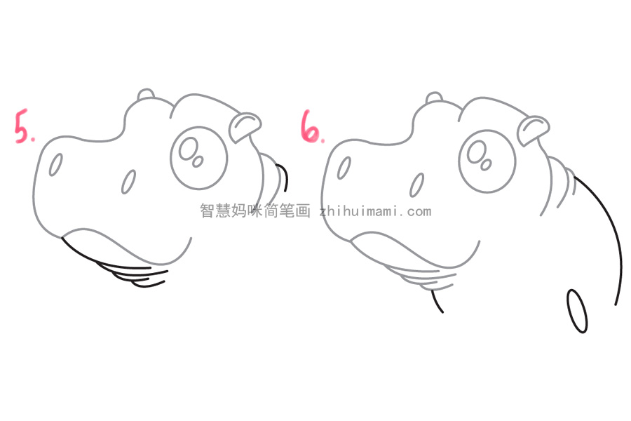 如何画可爱的河马宝宝简笔画-图3