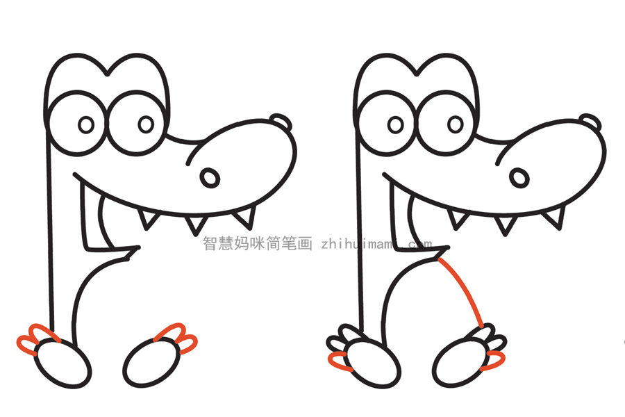 如何画可爱的卡通鳄鱼宝宝-图5