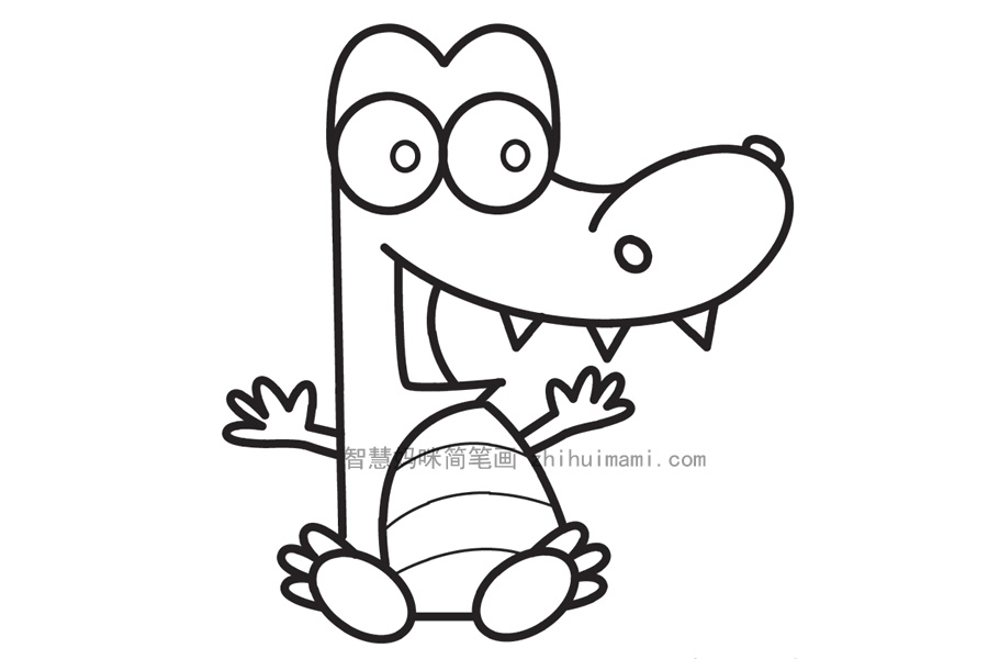 如何画可爱的卡通鳄鱼宝宝-图8