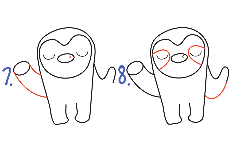 简单可爱的卡通树懒怎么画-图4