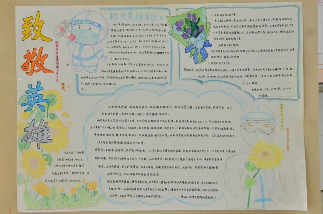 “战疫情 迎曙光”致敬最美逆行者主题手抄报-图2