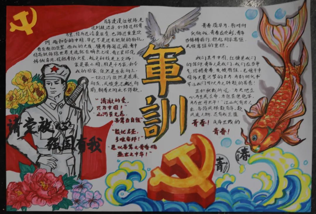 “军旅青春 不负芳华”军训手抄报一等奖-图2