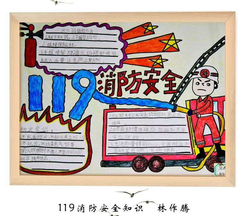 2022年中小学生“119”消防安全知识儿童画-图3