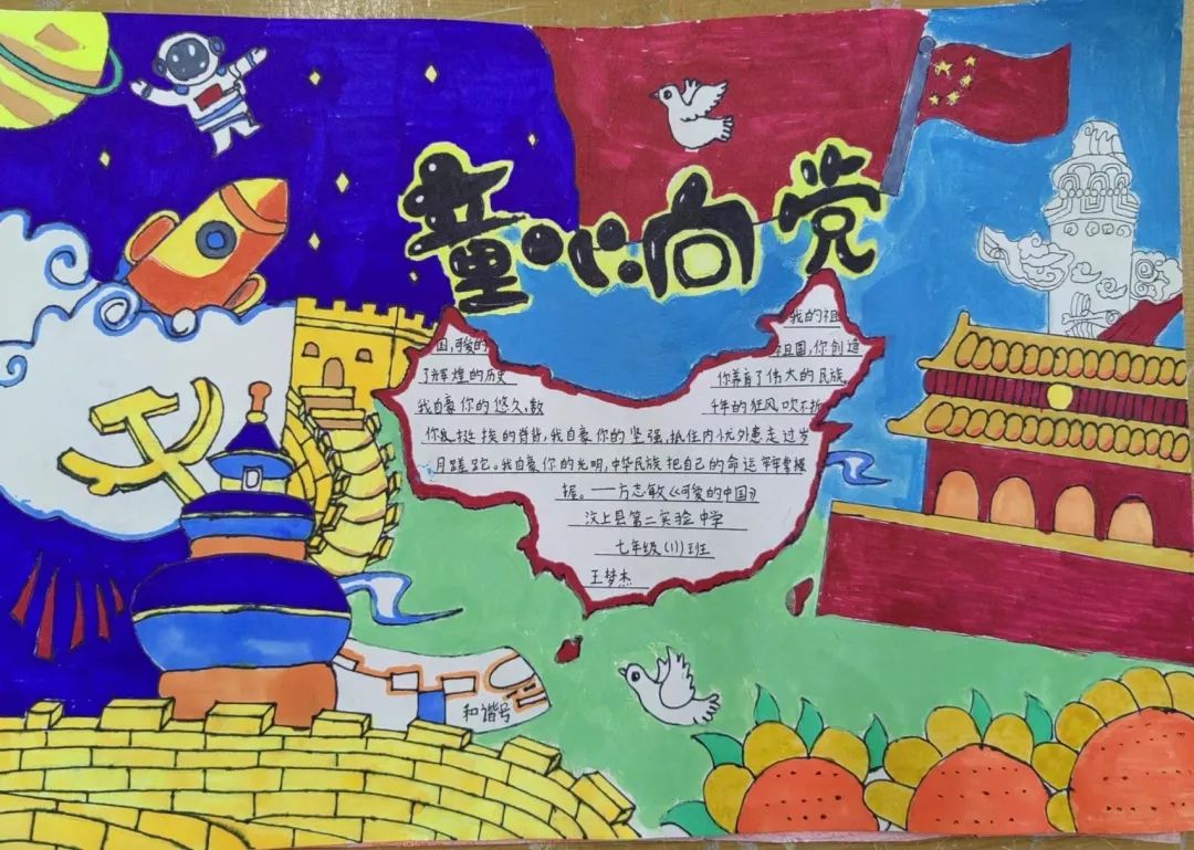 “大手牵小手 童心跟党走 喜迎二十大”手抄报获奖作品-图5