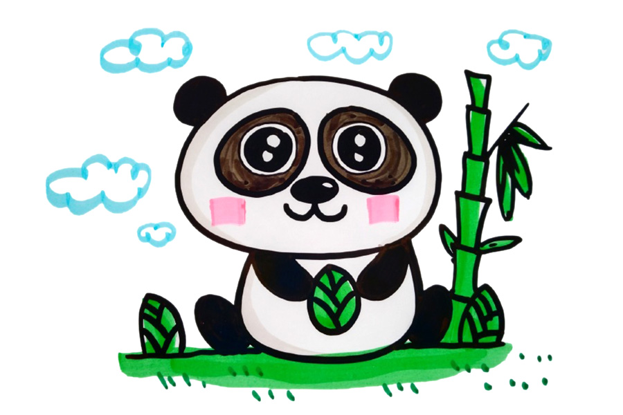 两张可爱的大熊猫简笔画图片-图1