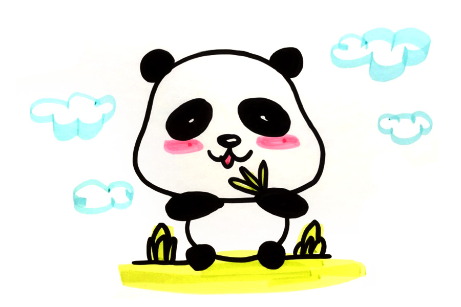 两张可爱的大熊猫简笔画图片-图2