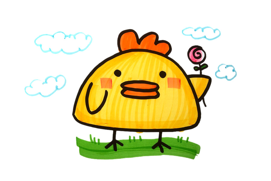 可爱的大公鸡和小鸡简笔画图片-图4