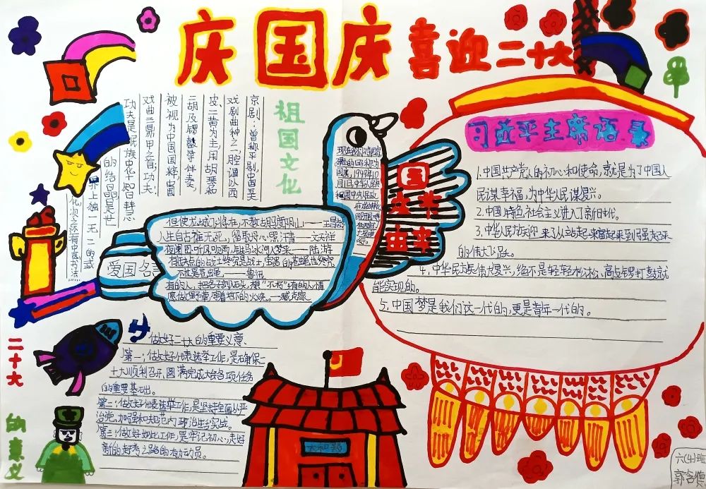 “欢度国庆 礼赞祖国 喜迎二十大”手抄报图片简单好看-图4