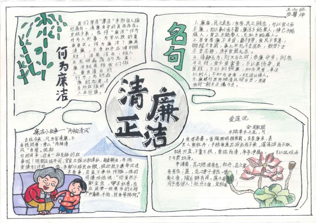 “筑牢清廉之基 献礼党的二十大”手抄报优秀作品-图3