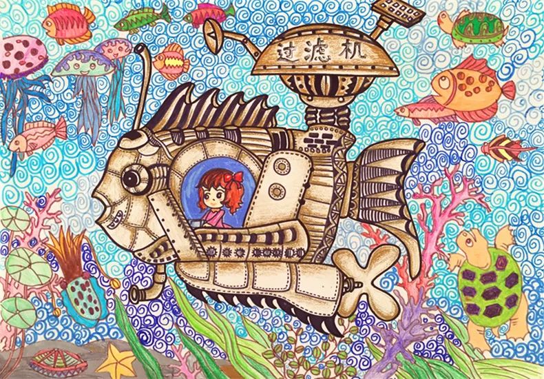 “以童心绘环保 用画笔致未来”环保儿童画图片-图1